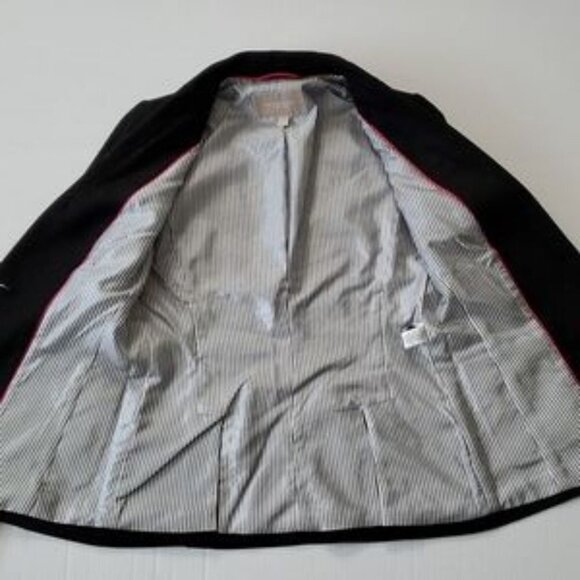 Banana Republic Black Wool H acking Jacket Blazer Sz 8 Tall Black Elbow patches - Picture 6 of 14